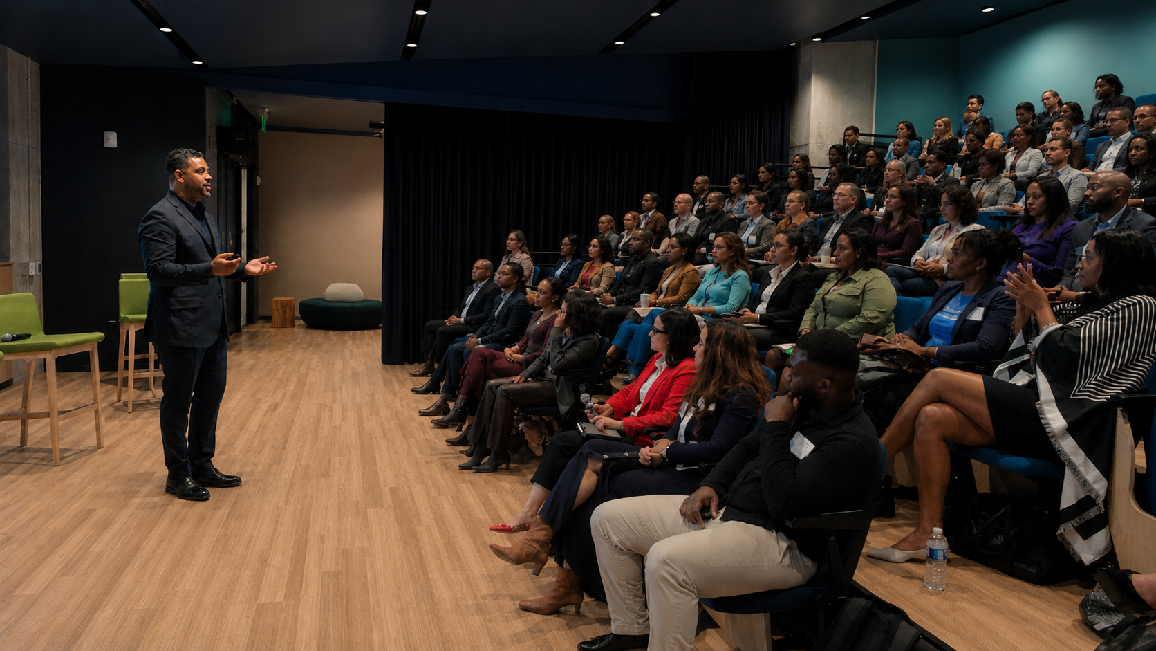 Chris Genteel speaking to an audience of professionals